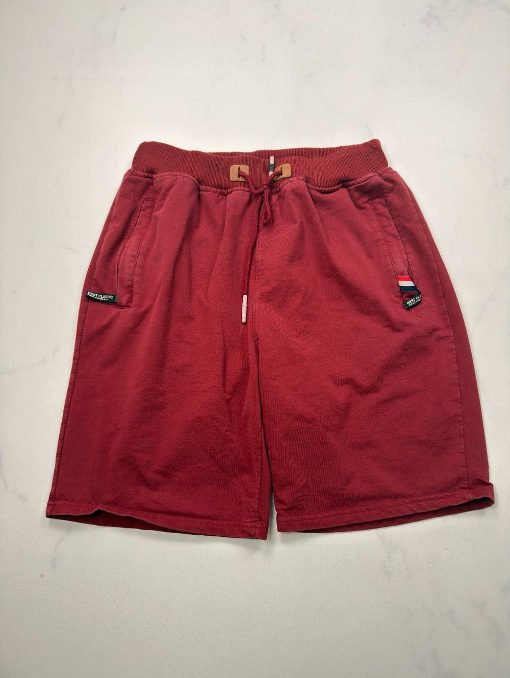 Red Fleece Shorts Drawstring Waist - Men